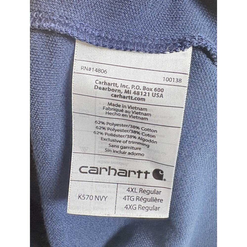 Carhartt Men’s Polo Shirt Logo Pocket Original Fit Short Sleeve Navy Size 4XL - Picture 4 of 6